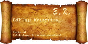 Bényi Krisztina névjegykártya
